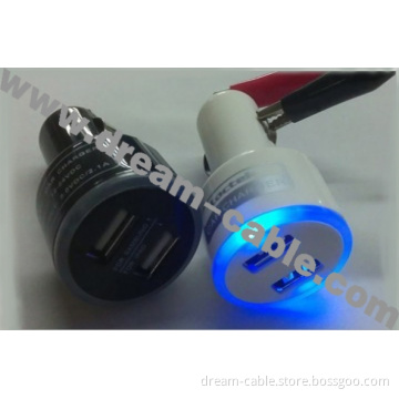 LED Light Dual Ports Mini USB Car Charger (YTX256)